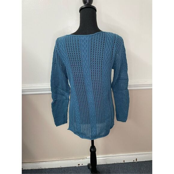 Jeanne Pierre Blue See Through Sweater Size Large - Picture 2 of 3